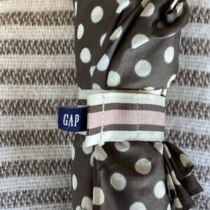 GAP Gray Umbrella with White Polka Dots and Pink-Striped Strap